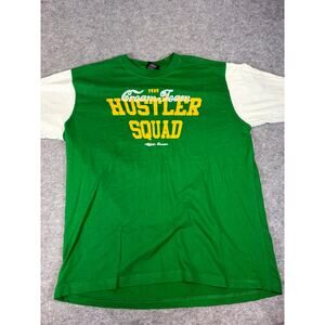 Vintage Fubu Team Creamer Hustler Squad Graphic Tee Men XL Green White Retro Y2K